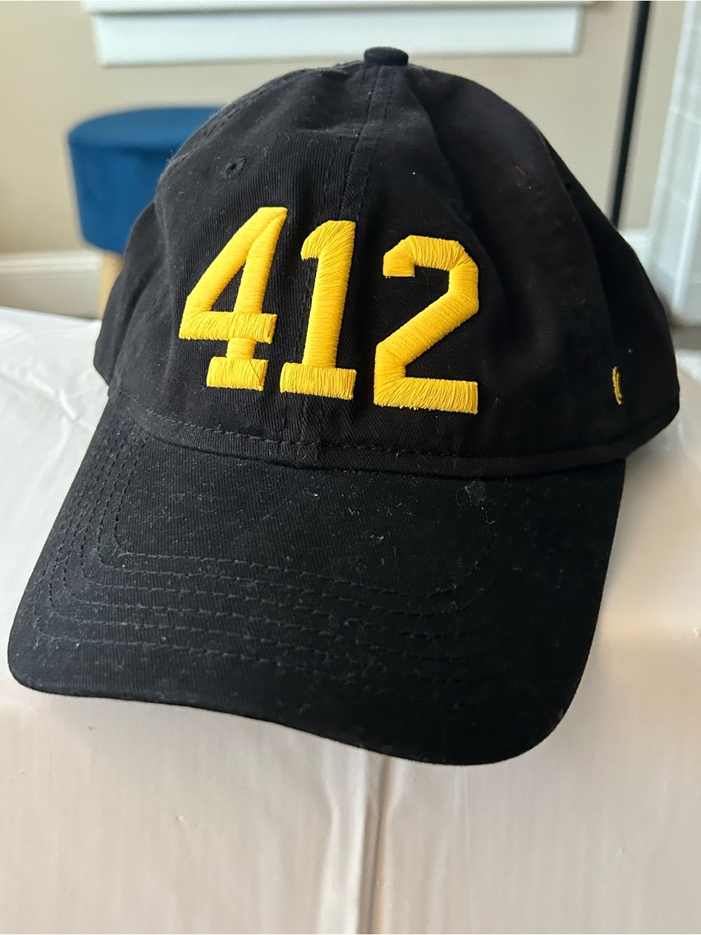 412 Black Baseball Cap with Yellow '412' Embroidery